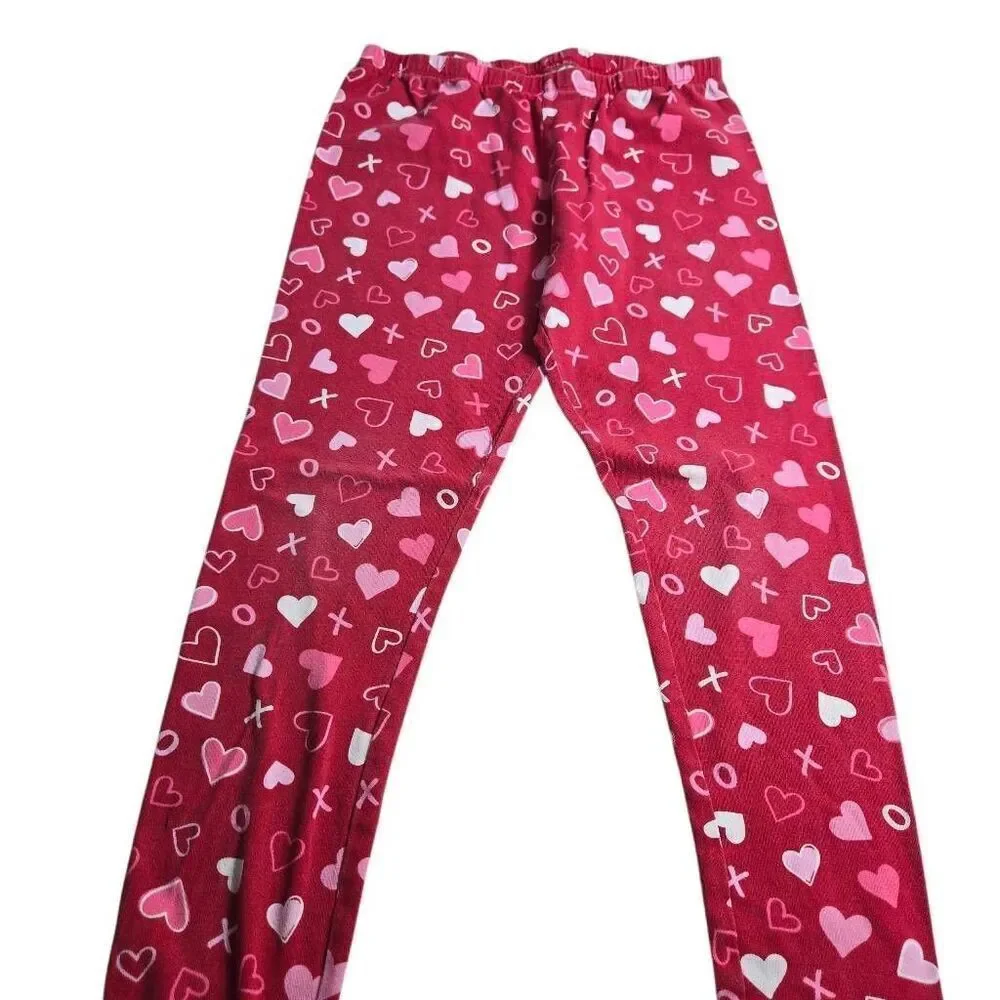 Children's Place Valentines heart leggings L10/12